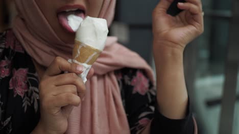 woman enjoying ice cream