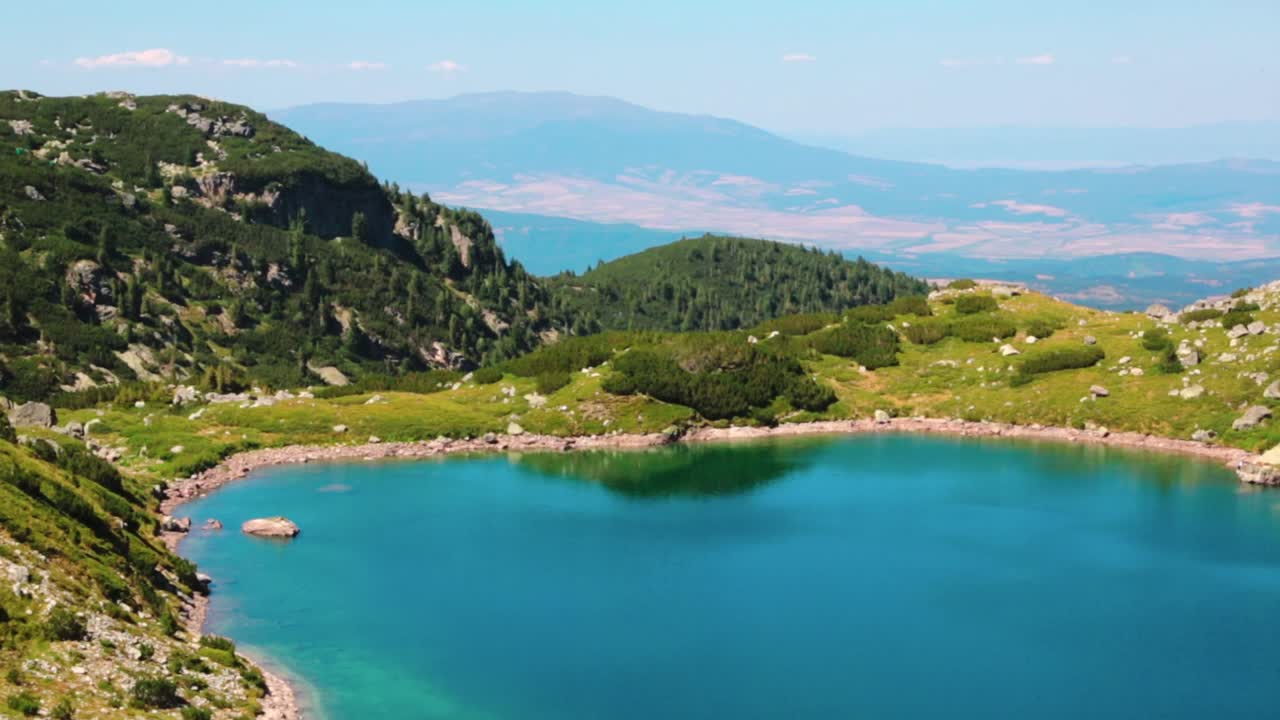 View of a beautiful clear lake in the mountains