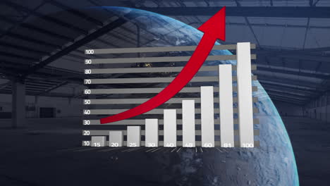 animation of globe and statistics processing and warehouse
