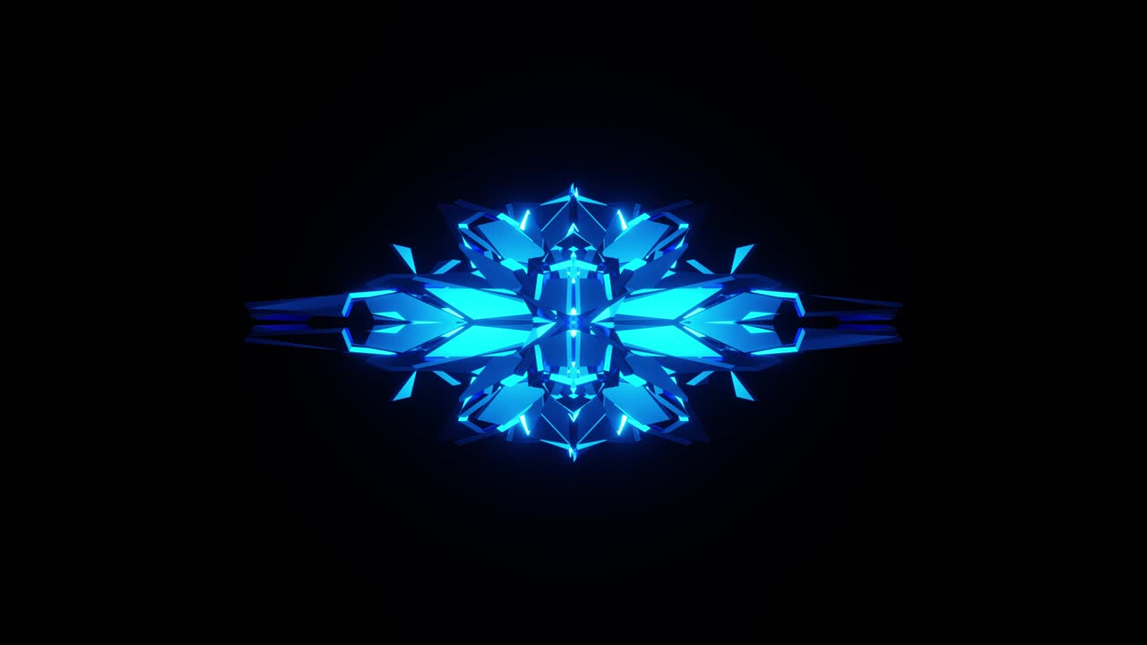 비디오 쇼와 뮤직비디오를 위해 반이는 네온 불빛의 칼레도스코프를 애니메이션화합니다.