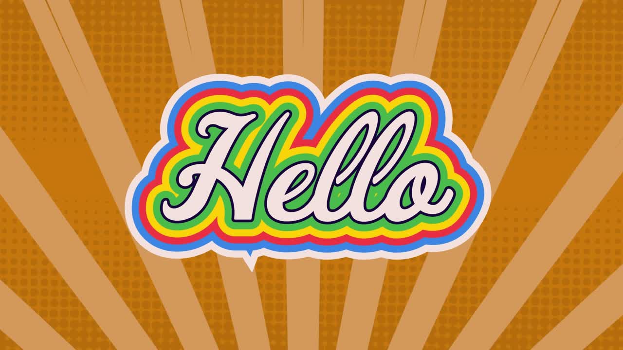 Animation of hello text on orange background