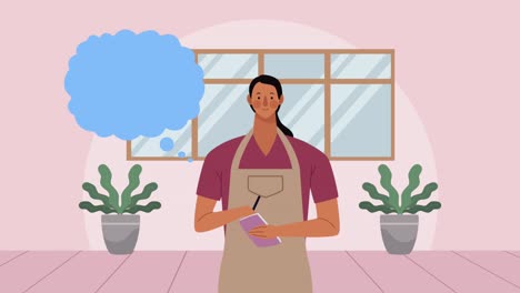 mujer camarera trabajadora de servicio animación