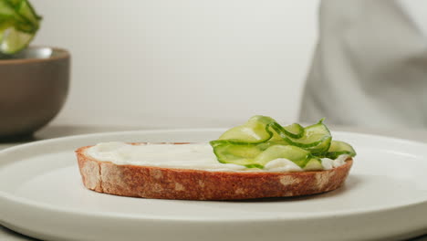 cream cheese and cucumber toast