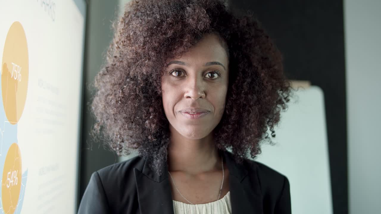 retrato de una bonita mujer de negocios afroamericana en la oficina