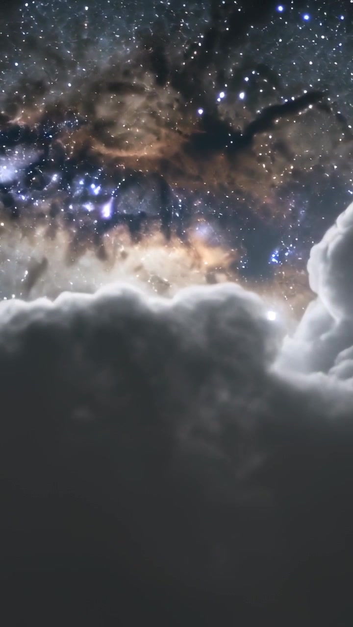 Vertical video: Thinning cloud bank revealing star field at night, exposing Milky Way band