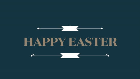 happy easter text with elegance frame on blue gradient