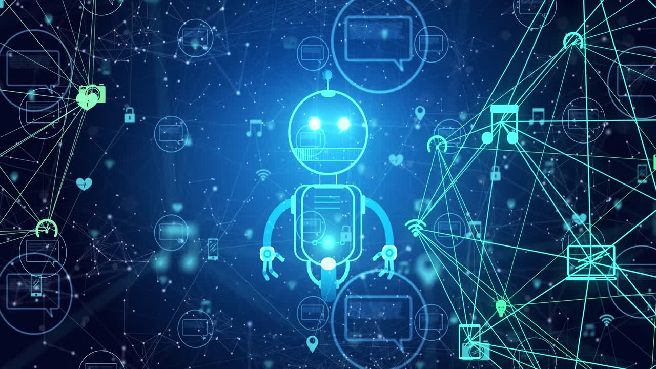 Animation of ai chatbot icon and data processing