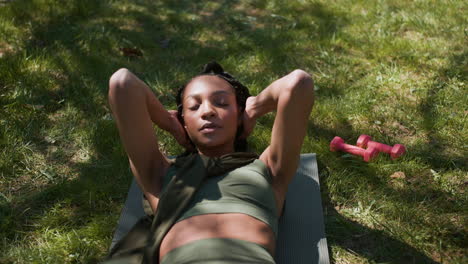 woman training in the forest