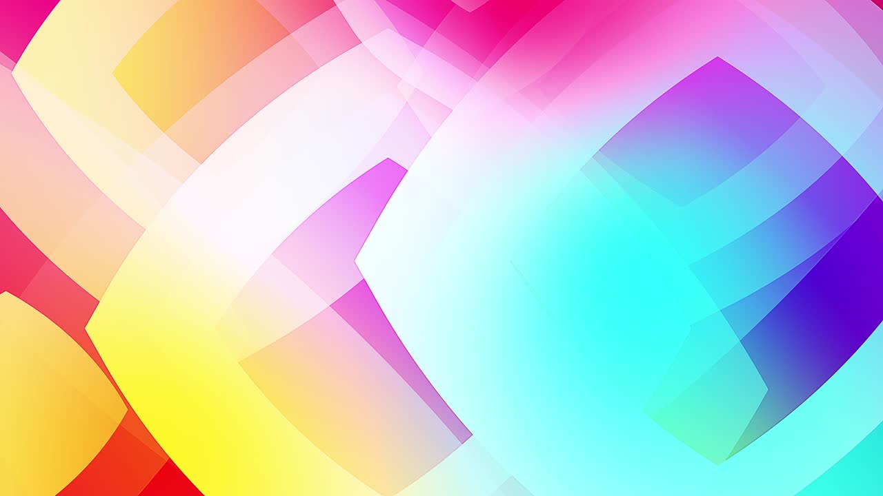 다채로운 모양의 느린 동작, 비디오 배경 유리 모양과 투명한 원형