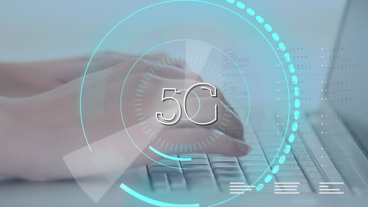 5G skrevet midt i futuristiske sirkler