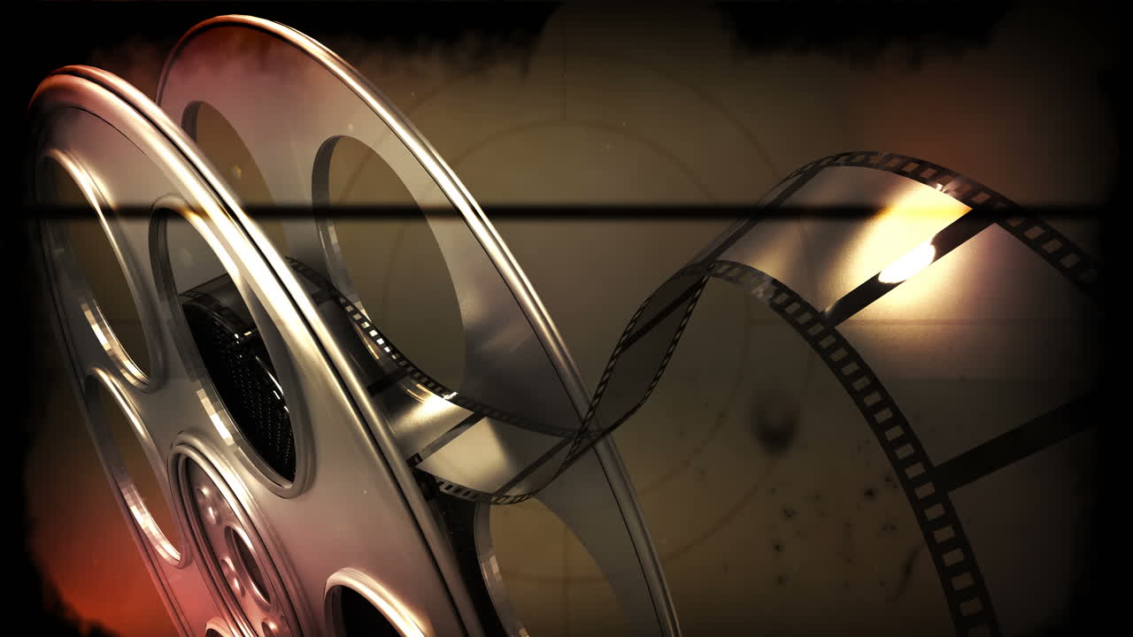 필름 릴에서 굴러 나오는 필름