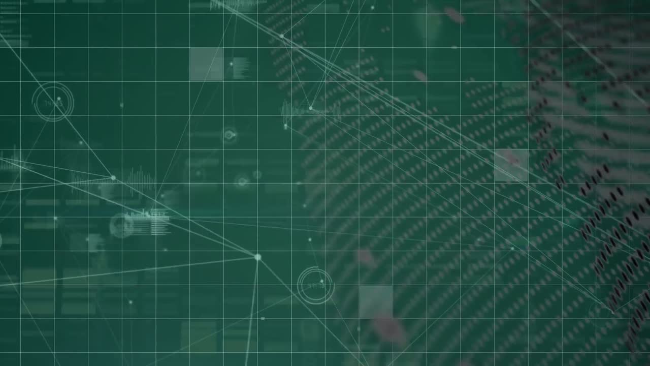 디지털 공간에서 연결 네트워크와 데이터 처리의 애니메이션