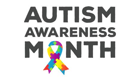 digitally generated video of with puzzle elements forming autism awareness month text against white