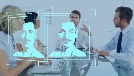 animation of digital interface over diverse group of business people