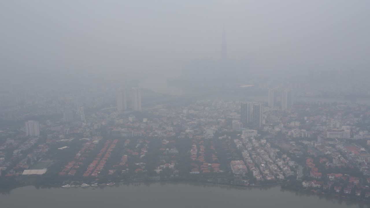 Aerial hyperlapse of air pollution in southeast asian city