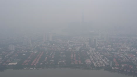 aerial hyperlapse of air pollution in southeast asian city