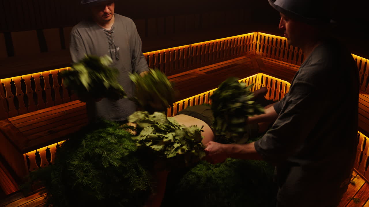 Traditional Sauna Treatment with Herbal Brooms