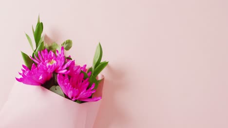 Vídeo-De-Flores-Rosadas-En-Sobre-Con-Espacio-Para-Copiar-Sobre-Fondo-Rosa