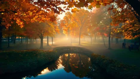 golden autumn scene in a park