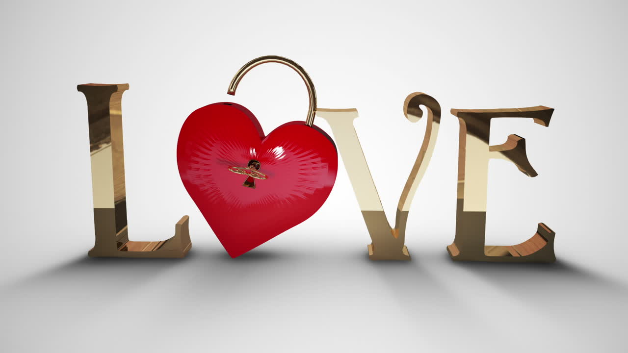 발렌타인 메시지와 함께 심장 잠금 열기 열