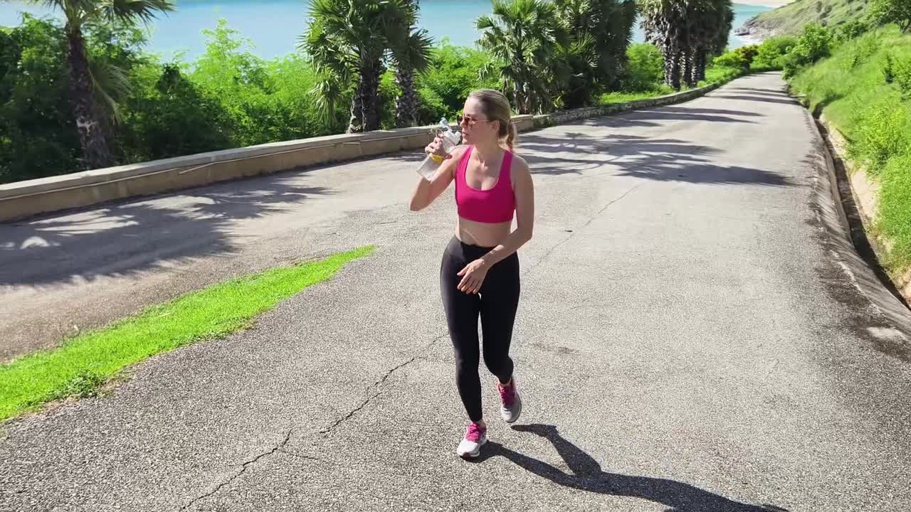 mujer disfrutando de una carrera por la playa