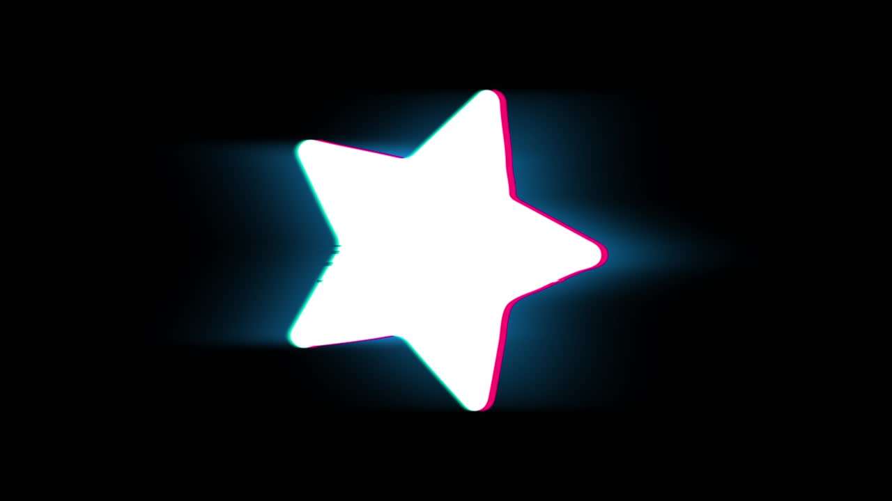 Star symbol on glitch led screen retro vintage display animation 4k animation seamless loop alpha