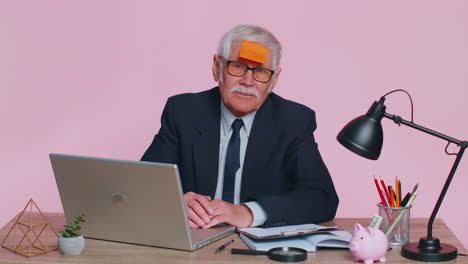 senior business man analysing paperwork documents loses, bad fortune, loss, deadline problem trouble