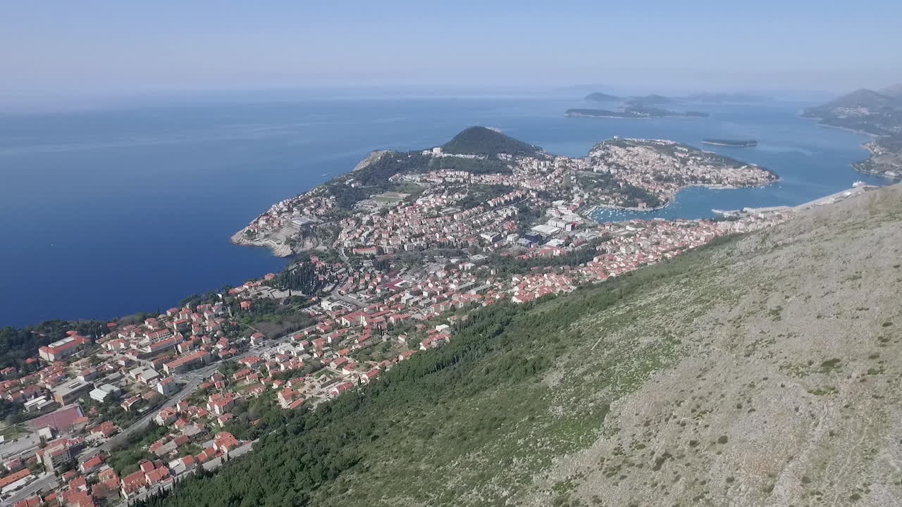 Aerial view of the Old Town of Dubrovnik and beautiful Adriatic sea, Croatia