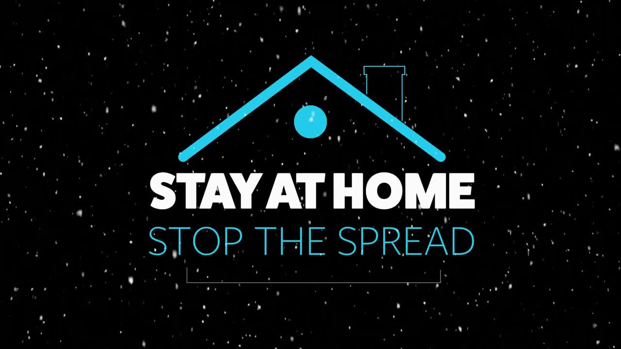 집에 머무는 애니메이션은 겨울 풍경과 눈 위에 집 윤 ⁇ 을 가진 스프레드 텍스트를 멈추십시오