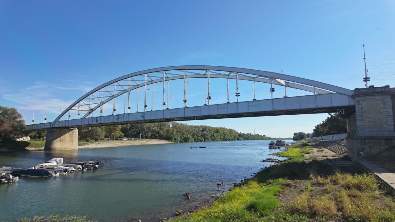 Downtown bridge, the first bridge in Szeged, connecting the city center with the park over the Tisza River in Hungary