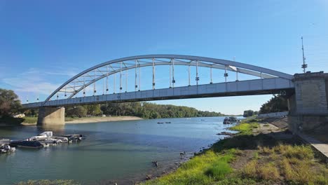 downtown bridge, the first bridge in szeged, connecting the city center with the park over the tisza river in hungary
