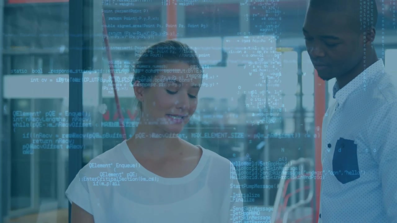 Animation of data processing over diverse business people
