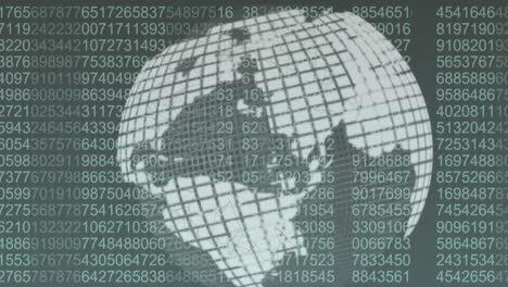 Animation of spinning globe over data processing