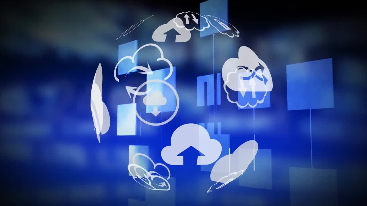 diferentes iconos de nubes y cuadrados