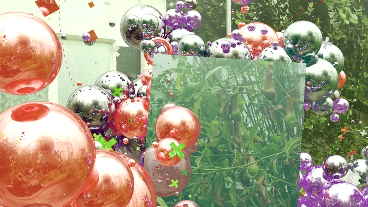 фон, сделанный многими сферами, которые делают разные узоры.