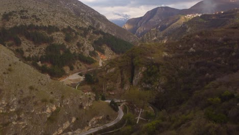 Prizren,-Kosovo-Mountains-Drone-Push-In-Reveal-Shot-During-Sunset