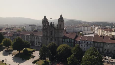 stunning aerial view of the exterior of basilica dos congregados in braga, portugal