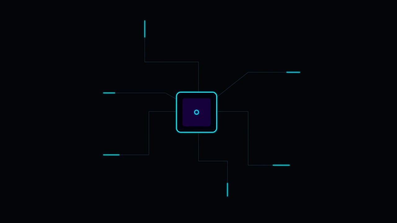 Animated Digital Microchip Processor with Expanding Data Lines