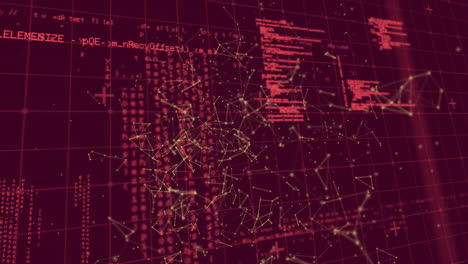 Animation-of-data-processing-and-network-of-connections-over-grid