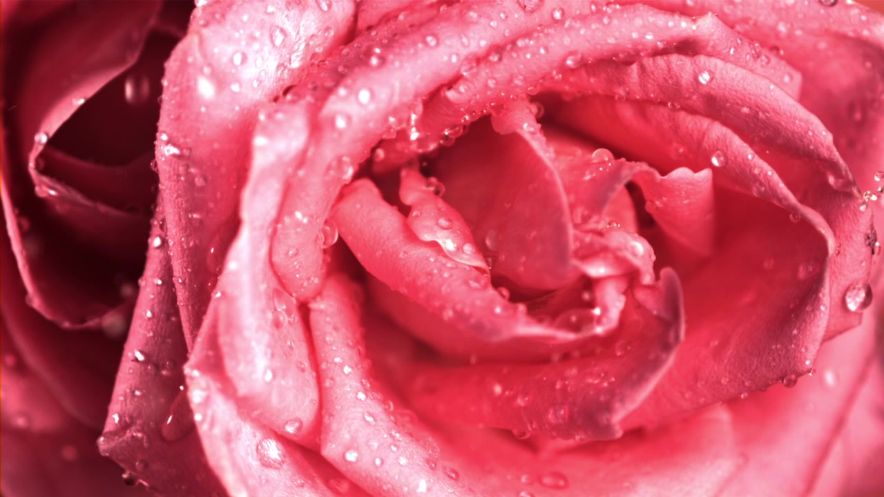 Close-up van roze rozenblaadjes met verse waterdruppels