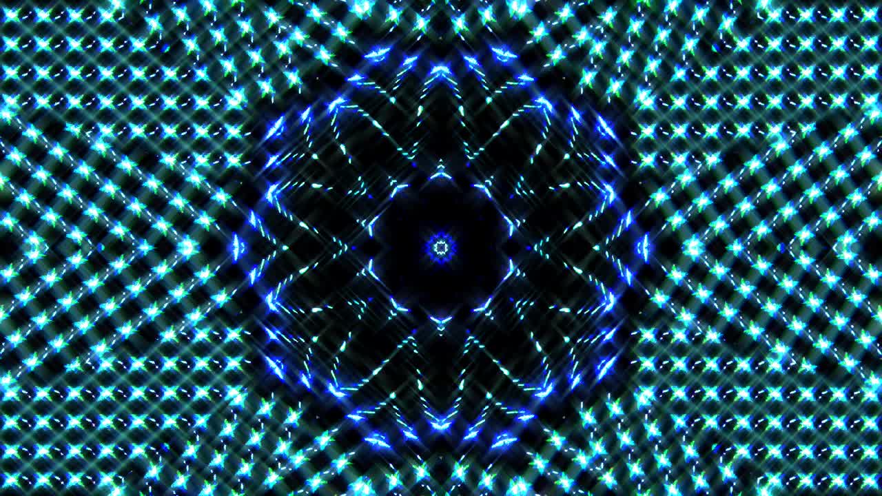 Bright abstract light governing full color, kaleidoscope, black background
