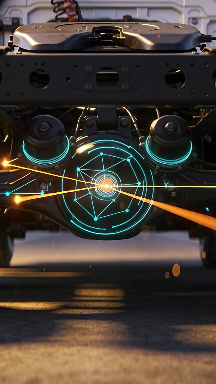 Vertical video: Reacting to orange beam, core projecting cyan rings for test in test-bay over plate