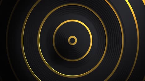 Animation-of-gold-and-black-circles-waving-on-seamless-loop