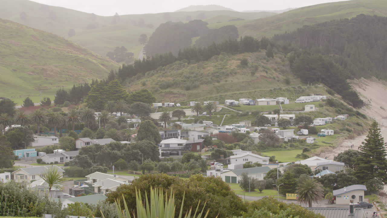 Rural village in New Zealand's farmland at Castle Point, Wairarapa