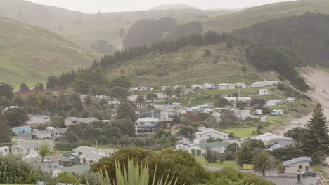 rural village in new zealand's farmland at castle point, wairarapa