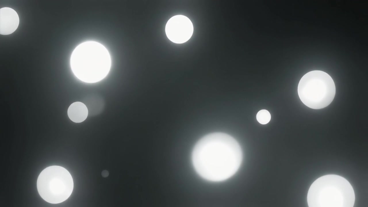 Abstract Motion Background With Glowing White Spheres Floating on Dark Background