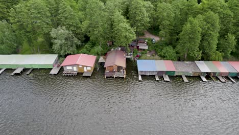 boat storage along lakeshore of lake mirow