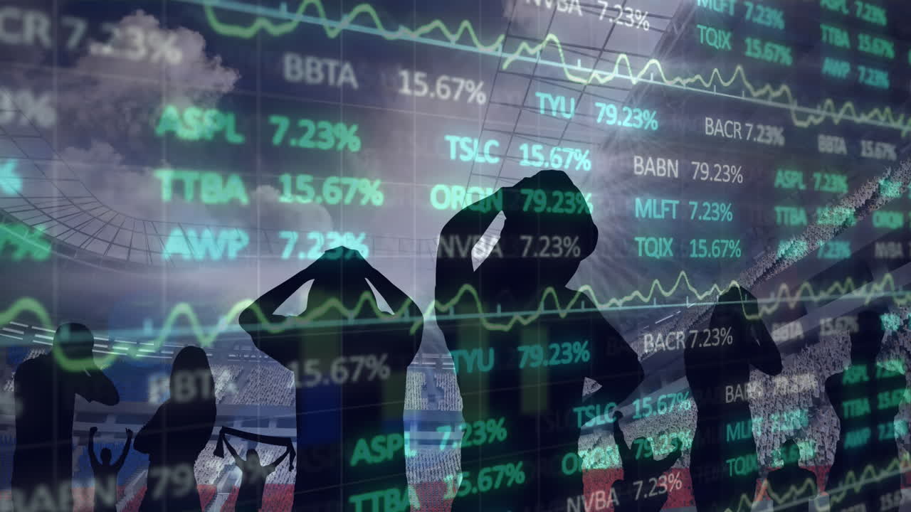 スポーツスタジアムのファンのデータ処理のアニメーション