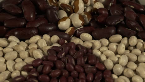 Closeup-high-angle-food-ingredient-view:-Dry-beans-in-rotating-pattern