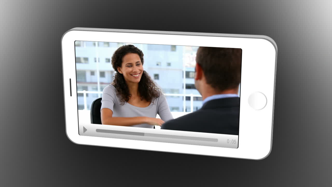 teléfono inteligente que muestra reuniones de negocios